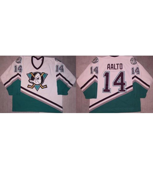 Custom 1997-98 Anaheim Mighty Ducks 14 Antti Aalto Hockey Jersey Home White